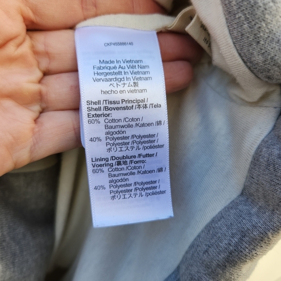 MADEWELL Organic Cotton Heather Cement Grey Sweatshirt Puffer Coat - Picture 10 of 10